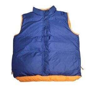 LL Bean Womens Size XL Blue Orange Reversible Goose Down‎ Puffer Vest